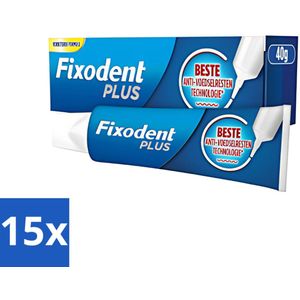 Fixodent - Kleefpasta - Plus Premium - Anti-Voedselresten - 40 g - Bulkverpakking - 15 stuks