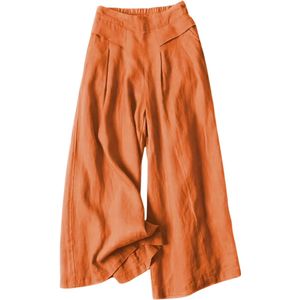 Bovista Linnen Broek Dames - Zomerbroek - Volwassenen - Lange Broek - Pantalon - Strandbroek - Zomer - Ibiza Stijl - Oranje - Maat S
