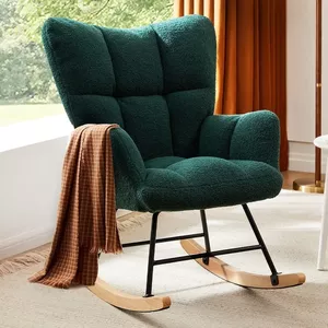 AONYAYBM Schommelstoel Scandinavische schommelstoel, borstvoeding, fauteuil, Scandinavische vrijetijds- en ruststoel van stof met houten metalen poten voor woonkamer, slaapkamer, beige AONYAYBM Schommelstoel Scandinavische schommelstoel, borstvoeding, fauteuil, Scandinavische vrijetijds- en ruststoel van stof met houten metalen poten voor woonkamer, slaapkamer, beige