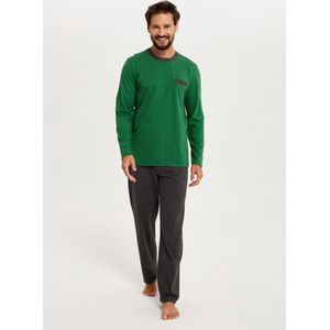 Italian Fashion Jansen- pyjama voor heren - 100% katoen, groen/grijs XL