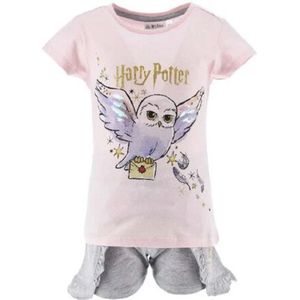 Harry Potter - meisjes - shortama - pyjama - voor kinderen - van zacht katoen - 2-delige set voor kinderen- roze/grijs - maat 104