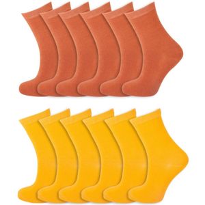 Kindersokken | Merk: Yellow Moon | Kleur: Oranje & Geel | Maat: 19 t/m 42 | Aantal: 12 paar