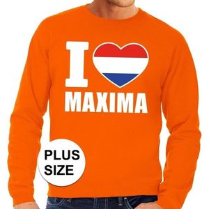 Oranje I love Maxima grote maten sweatshirt heren - Oranje Koningsdag/ Holland supporter kleding XXXL