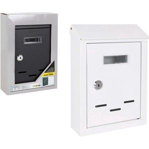 Soroh - Brievenbus Hangend Deluxe - Wandbrievenbus met Krantenvak en Slot - Wit - 26 x 18 x 6 cm