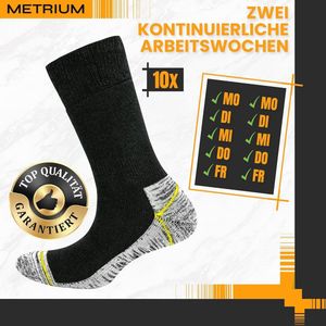 10 paar duurzame werksokken voor heren - ademend, versterkte hiel en teen, maat 39-42 en 43-46