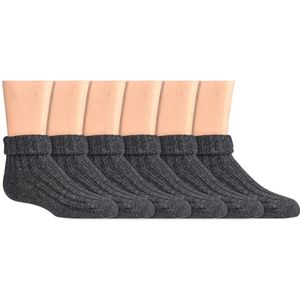 Kindersokken | Wollen sokken | Kleur: Donkergrijs | Maat: Diverse maten | 6 paar