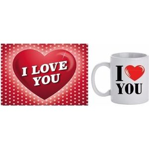 I Love You koffie/thee mok en valentijnskaart - Valentijnsdag cadeaus