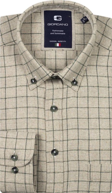 Giordano - Brando - Heren Overhemd - Flanel - Geruit - Groen - 527302-70