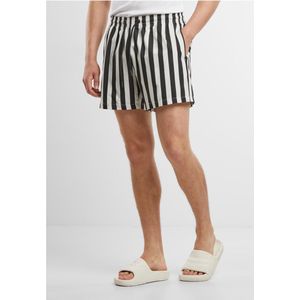 Urban Classics - Striped Seersucker - Zwemshorts - Zwart/Gebroken wit