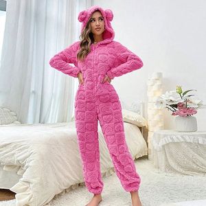 Dames - Warme Winter Onesie - Fleece Pyjama - Jacquard Print - Met Capuchon