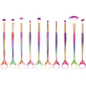 10 Delige Set - Professionele Make-Upkwasten Set - Opmaken - Zeemeermin Multicolor - Makeup - Make-Upset