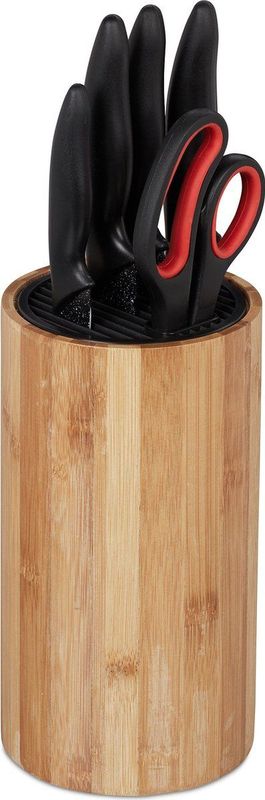 Relaxdays messenblok leeg - bamboe - zonder messen - voor 10 messen - 23 x 12,5 cm