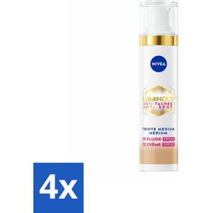 4 x NIVEA - Cellular LUMINOUS630 CC Crème Medium - Gekleurde Dagcrème - Tegen Pigmentvlekken - SPF 30 - 40 ml - Gekleurde Dagcrème - Anti-pigmentvlekken - CC Cream - NIVEA Cellular LUMINOUS630 - SPF 30