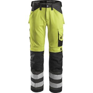 Snickers 3333 High-Vis Werkbroek, Klasse 2 - Geel, High Visibility/Gemeleerd grijs - 104