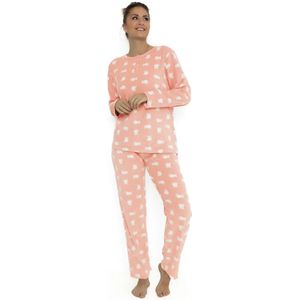 Cocodream fleece pyjama dames - Cats - Warme winter pyjama - XL - Roze