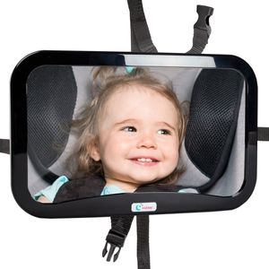 Autospiegel baby - verstelbare spiegel hoofdsteun autostoel achterbank - veiligheidsspiegel - baby en kids - 19 x 30cm - 360 graden draaibaar - zwart
