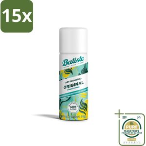 15 x Batiste - Classic Clean - Droogshampoo - Koele en Schone Geur - Verfrist en Geeft Grip - 50ml - Grootverpakking - Droogshampoo - Haarverfrissend - Haaropfrissen - Sport Haar - Haar Styling