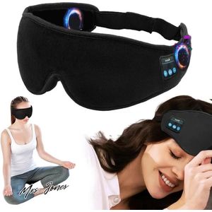 Mrs. Jones Bluetooth Nachtmasker met Ingebouwde Hoofdtelefoon - Ultradun en HD Stereo - Ergonomisch Comfort - Effectieve Lichtblokkering - Ideaal voor Reizen Zwart - Geheugenschuim .