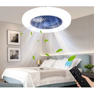 Smart Plafond Ventilator - Met Afstandsbediening en APP - Plafondventilator - Blauw - Plafondventilator Met Verlichting - Afzonderlijk Bedienbaar - Ventilator