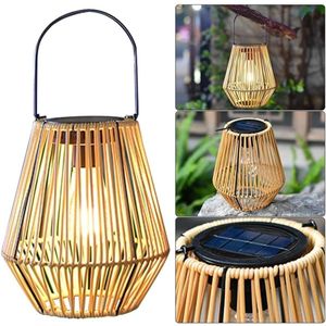 Decoratieve rotan lantaarn, zonnelantaarn, IP44 waterdichte zonnelampen, hangende zonnetuinlamp voor buiten, tuin, terras, tuin