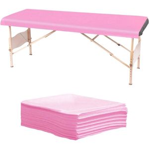 Thelau - 10 stuks wegwerplakens, waterdicht en oliebestendig, roze, 100 x 200 cm, geschikt voor schoonheidssalon, spa, massagebed. Inclusief wegwerp massagetafel matrashoes van vliesstof.