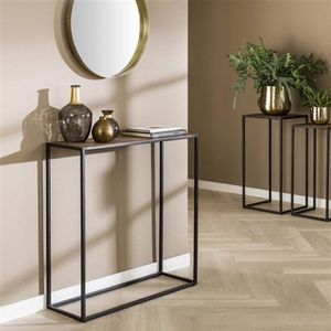 PS-Collection Iron Metallic Haltafel - 75x25x75 cm - Antiek Brons - Metaal - wandtafel, haltafel met lades, haltafel zwart, haltafel hout, hal tafel, haltafel met lades industrieel, haltafel industrieel, klaptafel, kaptafels, kaptafel zwart