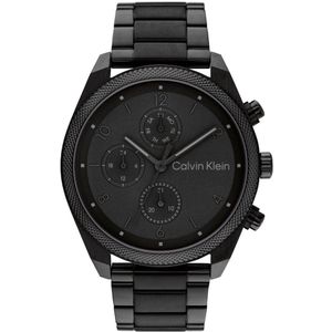 Calvin Klein CK25200359 Impact Heren Horloge - Mineraalglas - Staal - Zwart - 44 mm breed - Quartz - Vouw/Vlindersluiting - 3 ATM (spatwater)