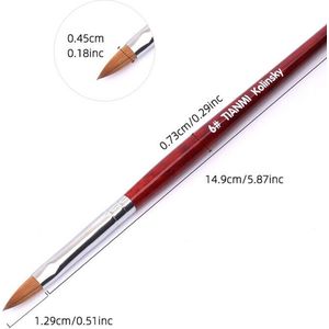 Kolinsky Acryl Penseel - #6 - Donkere Kastanje - Nagelborstel