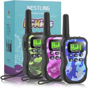 Camouflage Walkie Talkies voor Kinderen - 3 Stuks met 8 Kanalen en LED Zaklamp - 2-Weg Radio voor Avonturen
