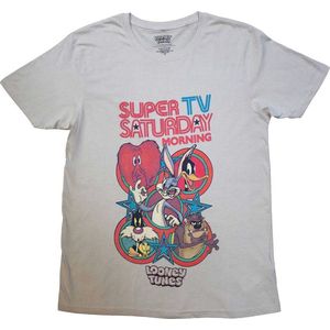 Looney Tunes - Super Saturday TV Heren T-shirt - S - Grijs