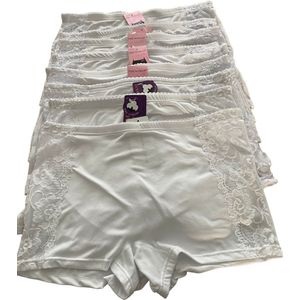 Dames boxershorts 8 pack / voordeelpak hoog met kant bewerking XL (40-42) wit