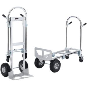 Steekwagen - Transportkar - Transportwagen - Magazijnwagen - Platformwagen - 2 in 1 - Opvouwbare - Aluminium - 360 kg Capaciteit - Heavy-Duty Trolley voor Magazijn, Supermarkt en Tuin - Steekkar