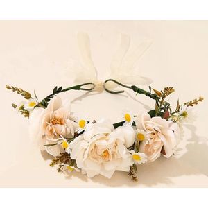 Emilie collection - bloemenkrans - haarband - nep bloemen - wit