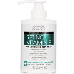 Advanced Clinicals Vitamine E (Retinol) + Niacinamide Body Lotion - Firming & Anti-Aging Moisturizer Hydraterende huidverzorging - Crepey Skin - huidveroudering - Rimpels - Huidverkleuring - Gezicht & Lichaam Cream - 444ml