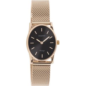 OOZOO Vintage Classics - rosé goudkleurige OOZOO horloge met rosé goudkleurige metalen mesh armband - C10968