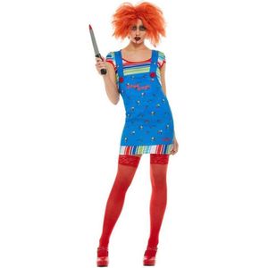 Smiffy's - Chucky & Child's Play Kostuum - Chucky Wil Met Je Spelen - Vrouw - Blauw - Large - Halloween - Verkleedkleding