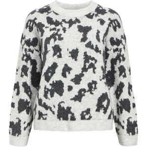 Object - Objdiana Ls Re O-neck Knit Noos - Damestrui - Lichtgrijs - Grafisch Patroon