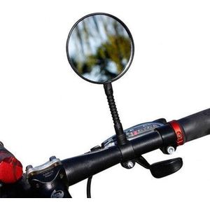 LOUZIR Achteruitkijkspiegel Verstelbare Fietsspiegel met flexibele hals en reflector – Stuurbevestiging –Fietsstuur Spiegel