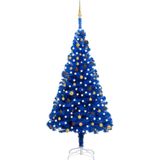 The Living Store Kunstkerstboom Blauw 240 cm - PVC - LED-verlichting - Incl - kerstballen en piek