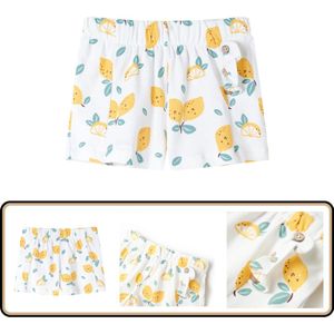 Kindershorts 104 Ecru - 100% Katoen met Citroenprint Kindershorts - Kindershorts - Kinderkleding - Kinderkled