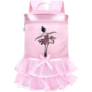Kinderen Ballet Ballet Dans Tas, Peuter Satijnen Rugzak Ballerina Meisje Lovertjes Schoudertas voor 2-8Y(Roze)