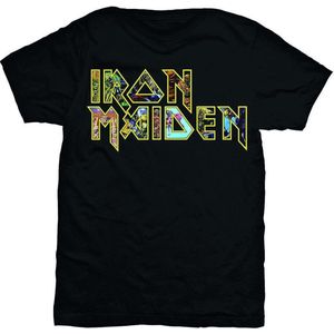 Iron Maiden - Eddie Logo Heren T-shirt - M - Zwart