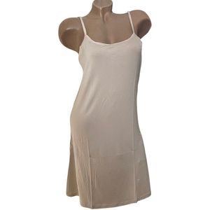 Dames Katoenen Onderjurk - Nachtjurk - Slaapjurk - Beige - Kort/Middellang (86CM) - Maat S/M