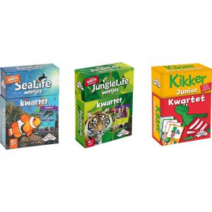 Spellenbundel - Kwartet - 3 stuks - Sealife Kwartet & Junglelife Kwartet & Kikker Junior Kwartet