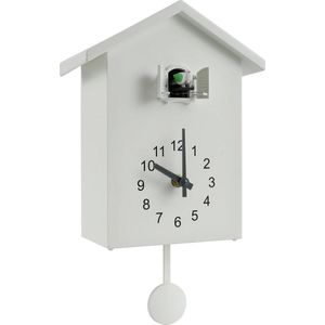 Rakmishop - Minimalistische Koekoeksklok - Modern - Analoog - Koekoek - Cuckoo Clock - Wit - Koekoeksklok kind - Birdhouse clock - Hout - Wit