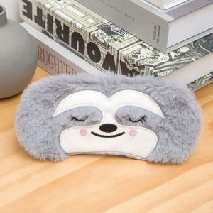 Grijs schattig 3D pluizig dier oogmasker voor slaapreizen ademend slaapmasker oogbedekking oogvizier slaapmasker kinderen volwassenen