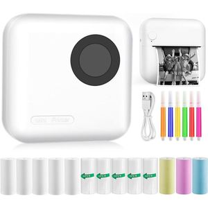 Mini Printer - Pocket Fotoprinter - Thermische - Draadloos Voor Mobiel - Wit