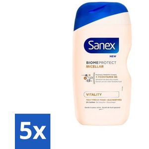 Sanex - BiomeProtect Micellair - Douchegel - Vitaliteit - 0% Sulfaat - Alle Huidtypes - 400 ml - Bulkverpakking - 5 stuks
