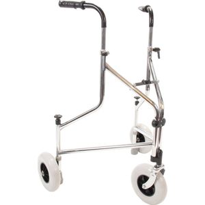 Premis Delta - 3 wiel Rollator - Drukrem - max gebruikers gewicht 100 kg - Inklapbaar - Metallic Zilver