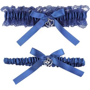 Allecto plus - Blauwe bruidskousenband voor bruiloft, cadeau, elastisch kant, vrijgezellenfeest